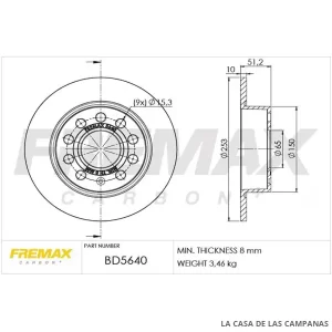 BD5640 DISCO DE FRENO TRASERO