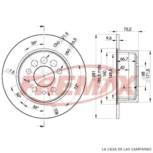 BD5782 DISCO DE FRENO TRASERO