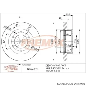 BD6032 DISCO DE FRENO DELANTERO