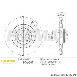 BD6081 DISCO DE FRENO DELANTERO