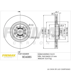 BD6085 DISCO DE FRENO DELANTERO