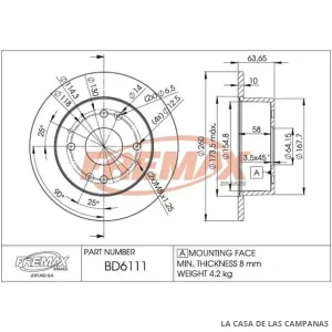 BD6111 DISCO DE FRENO TRASERO