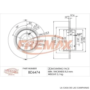 BD6474 DISCO DE FRENO TRASERO