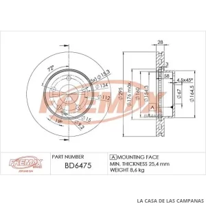 BD6475 DISCO DE FRENO DELANTERO