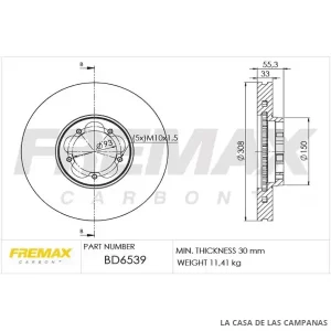 BD6539 DISCO DE FRENO DELANTERO