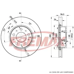 BD6567 DISCO DE FRENO DELANTERO