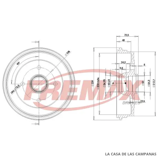 BD6627 CAMPANA DE FRENO TRASERO