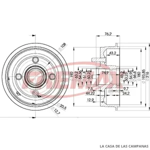 BD6629 CAMPANA DE FRENO TRASERO