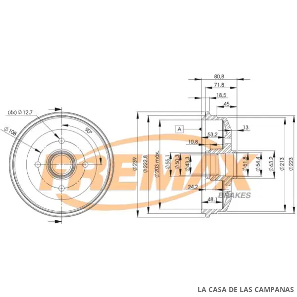 BD6630 CAMPANA DE FRENO TRASERO