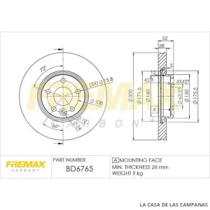 BD6765 DISCO DE FRENO DELANTERO