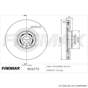 BD6773 DISCO DE FRENO TRASERO