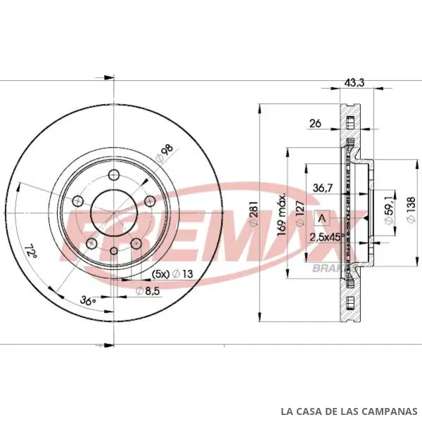 BD6811 DISCO DE FRENO DELANTERO
