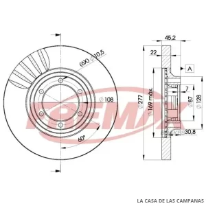 BD7038 DISCO DE FRENO DELANTERO