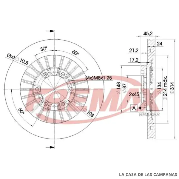 BD7043 DISCO DE FRENO DELANTERO