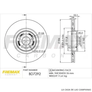 BD7292 DISCO DE FRENO DELANTERO