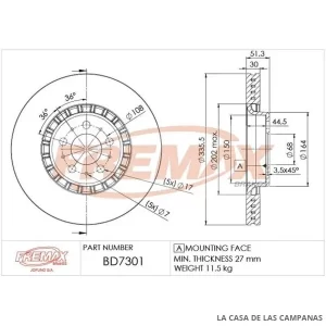 BD7301 DISCO DE FRENO DELANTERO