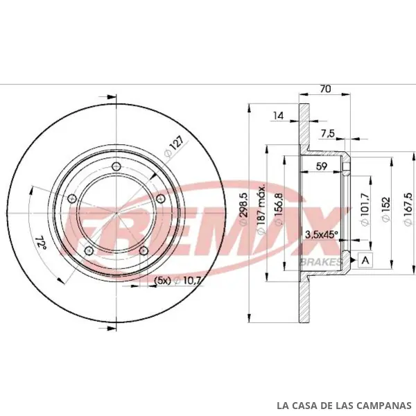 BD7329 DISCO DE FRENO DELANTERO