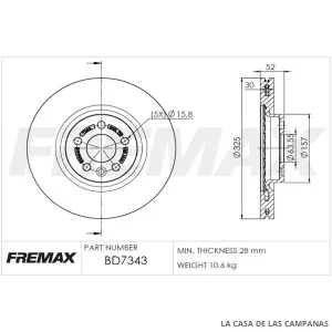 BD7343 DISCO DE FRENO DELANTERO