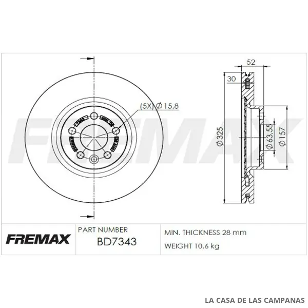 BD7343 DISCO DE FRENO DELANTERO