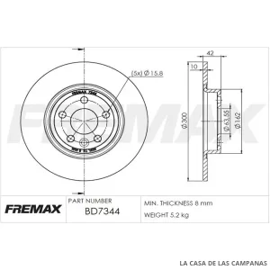BD7344 DISCO DE FRENO TRASERO