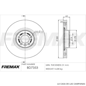 BD7353 DISCO DE FRENO DELANTERO