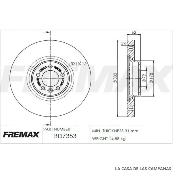 BD7353 DISCO DE FRENO DELANTERO