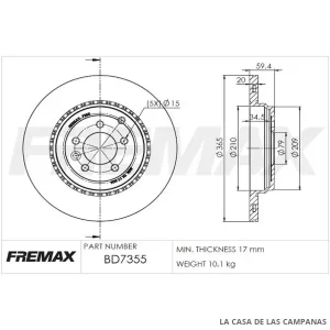 BD7355 DISCO DE FRENO TRASERO