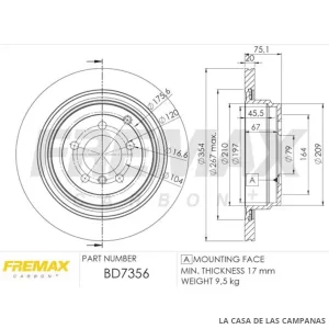BD7356 DISCO DE FRENO TRASERO