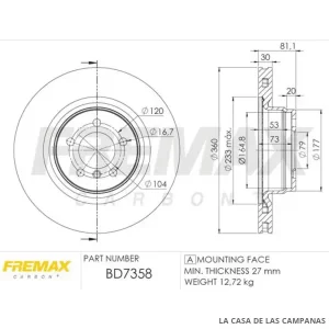 BD7358 DISCO DE FRENO DELANTERO