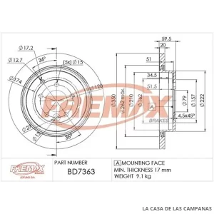 BD7363 DISCO DE FRENO TRASERO