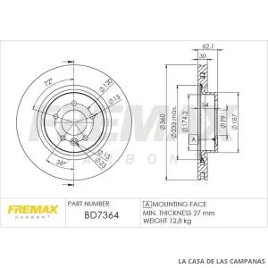 BD7364 DISCO DE FRENO DELANTERO