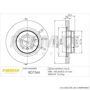 BD7366 DISCO DE FRENO DELANTERO