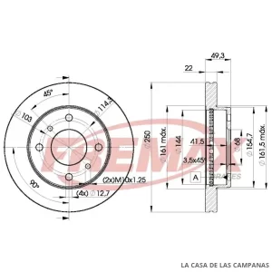BD7450 DISCO DE FRENO DELANTERO