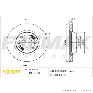 BD7510 DISCO DE FRENO DELANTERO
