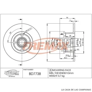 BD7738 DISCO DE FRENO DELANTERO