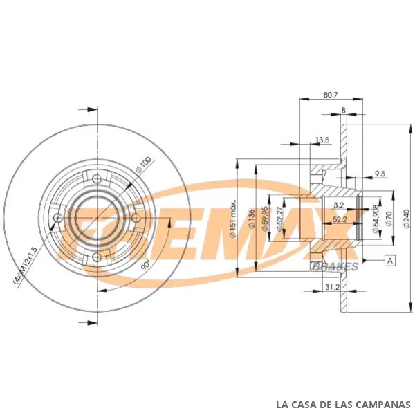 BD7823 DISCO DE FRENO TRASERO