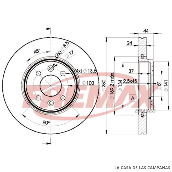 BD7829 DISCO DE FRENO DELANTERO
