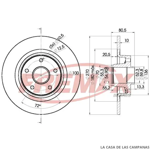 BD7898 DISCO DE FRENO TRASERO
