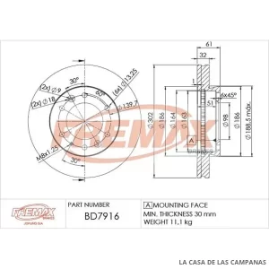 BD7916 DISCO DE FRENO DELANTERO
