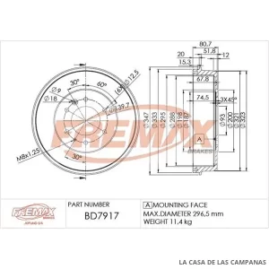 BD7917 CAMPANA DE FRENO TRASERO