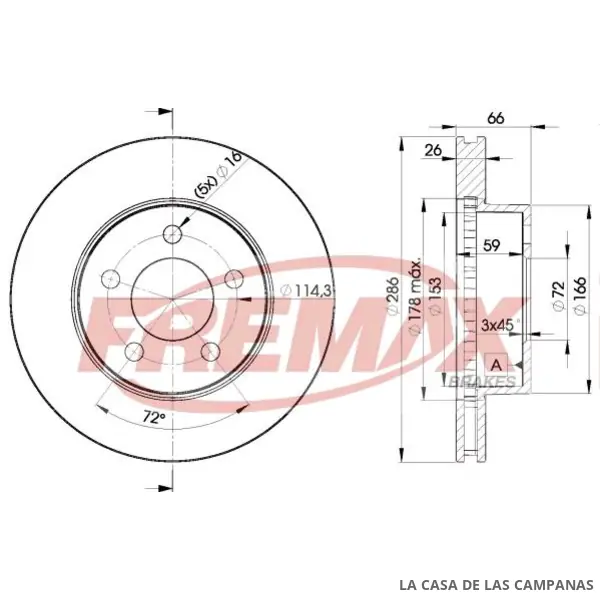 BD7925 DISCO DE FRENO DELANTERO