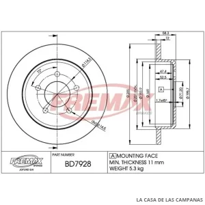 BD7928 DISCO DE FRENO TRASERO