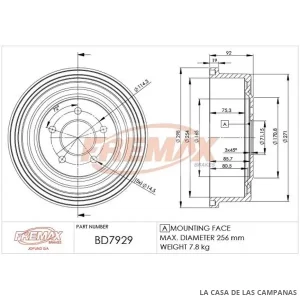 BD7929 CAMPANA DE FRENO TRASERO