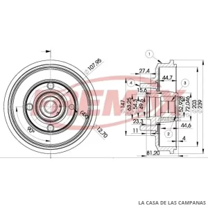 BD8009 CAMPANA DE FRENO TRASERO