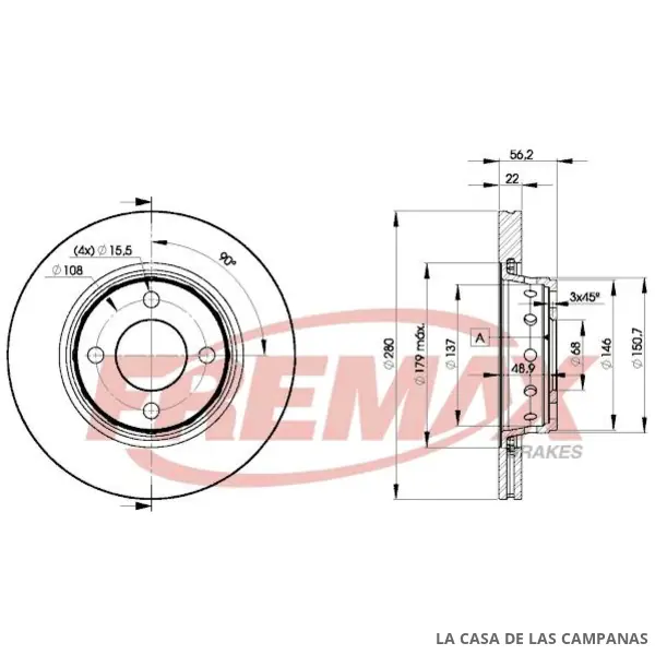 BD8011 DISCO DE FRENO DELANTERO