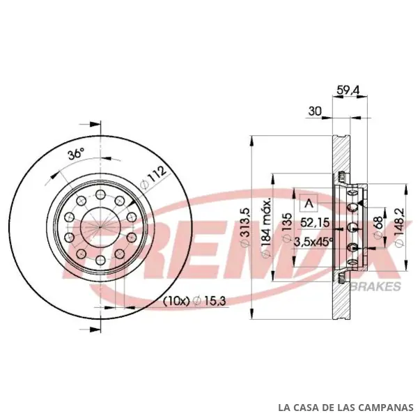 BD8015 DISCO DE FRENO DELANTERO
