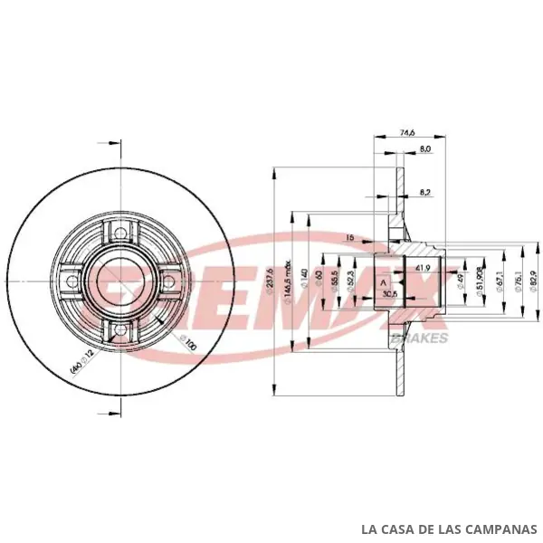 BD8078 DISCO DE FRENO TRASERO