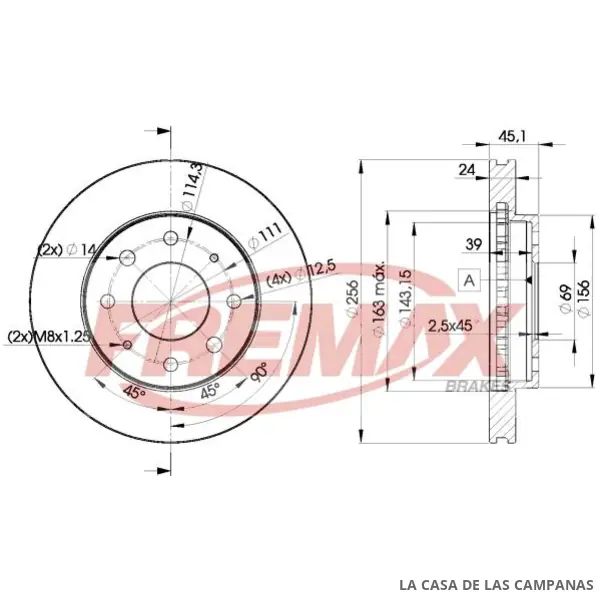 BD8107 DISCO DE FRENO DELANTERO