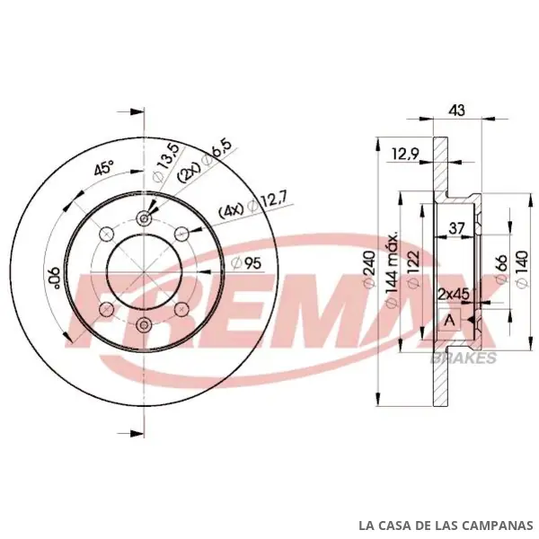 BD8405 DISCO DE FRENO DELANTERO