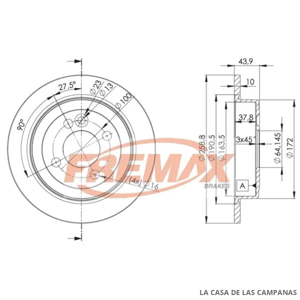 BD8571 DISCO DE FRENO TRASERO